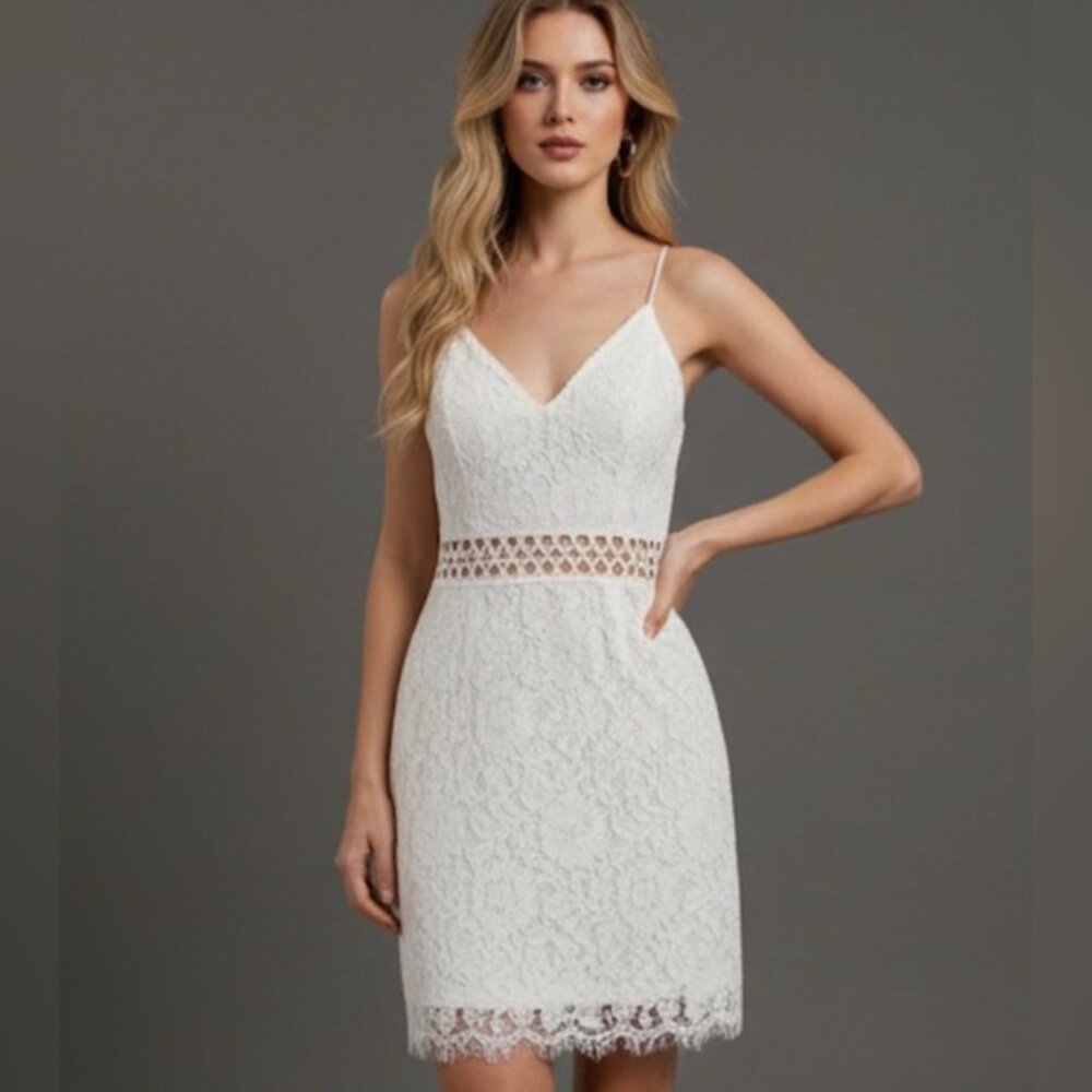 White Lace Overlay Slip Dress